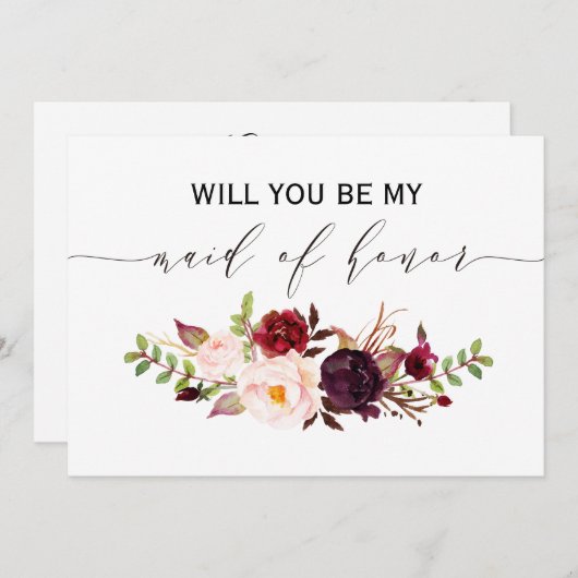 Rustikale Blüte Werden Sie meine Trauzeugin 2sid Einladung (Vorne/Hinten)