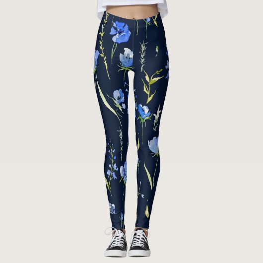 Rustikale Blüten: botanische Illustration. Leggings (Vorderseite)