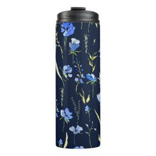 Rustikale Blüten: botanische Illustration. Thermosbecher