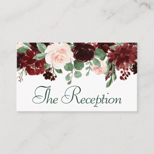 Rustikale Blüten | Empfang Terracotta und Marsala Begleitkarte (Vorderseite)