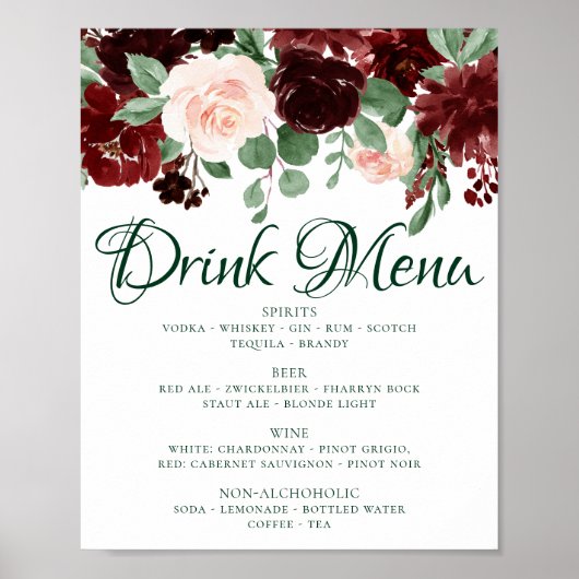 Rustikale Blüten | Terracotta Marsala Red Drink Me Poster (Vorne)