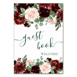 Rustikale Blüten | Terracotta und Marsala Gästebuc Tischnummer