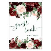 Rustikale Blüten | Terracotta und Marsala Gästebuc Tischnummer (Rückseite)