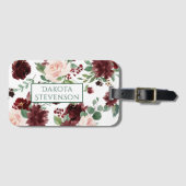 Rustikale Blüten | Terracotta und Marsala Monogram Gepäckanhänger (Vorderseite (Horizontal))