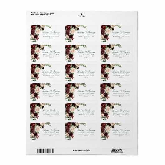 Rustikale Blüten | Terracotta und Marsala Red Addr Adressaufkleber (Vorne)