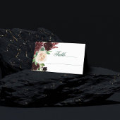 Rustikale Blüten | Terracotta und Marsala Red Bouq Platzkarte