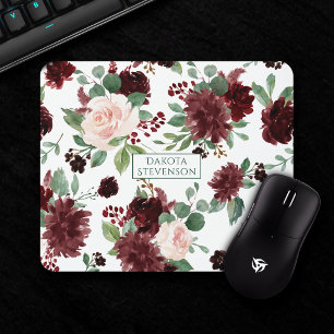 Rustikale Blüten   Terracotta und Marsala Red Cust Mousepad