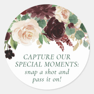 Rustikale Blüten Terracotta und Marsala Rote Kam Runder Aufkleber