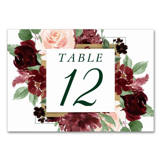 Rustikale Blüten | Terracotta und Marsala Roter Kr Tischnummer (Rückseite)