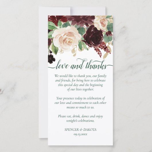 Rustikale Blüten | Terracotta und Marsala Rotes Fo Dankeskarte (Vorderseite)