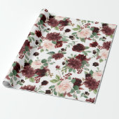 Rustikale Blüten | Terracotta und Marsala Rotes Mu Geschenkpapier (Ungerollt)