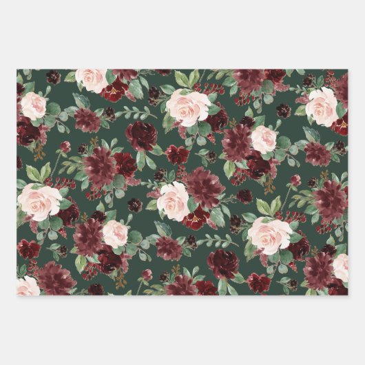 Rustikale Blüten | Terracotta und Marsala Rotes Mu Geschenkpapier Set (Vorderseite 3)