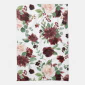 Rustikale Blüten | Terracotta und Marsala Rotes Mu Geschirrtuch (Vertikal)