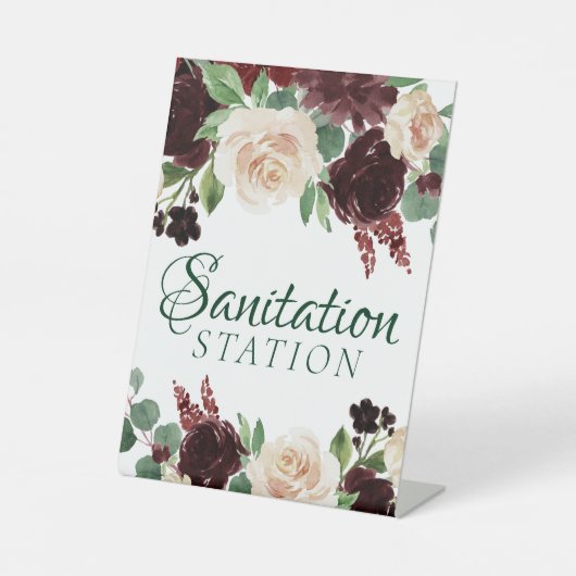 Rustikale Blüten | Terracotta und Marsala Sanitäre Sockelschild (Vorderseite)