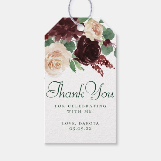 Rustikale Blüten | Terracotta und Marsala Vielen D Geschenkanhänger (Vorderseite)