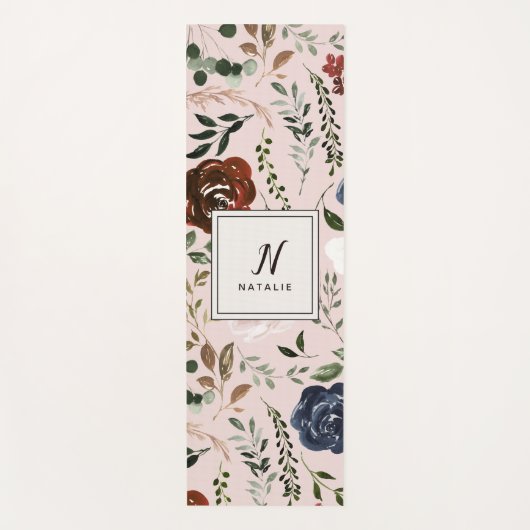 Rustikale Blüten und Geweihe, bordeauxrosa Yogamatte (Vorderseite)