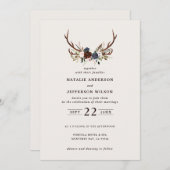 Rustikale Blüten und Geweihe Eherröte Initialen (Vorne/Hinten)