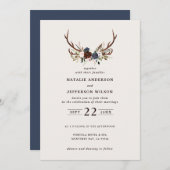 Rustikale Blüten und Geweihe Hochzeitsnacht Bordea Save The Date (Vorne/Hinten)