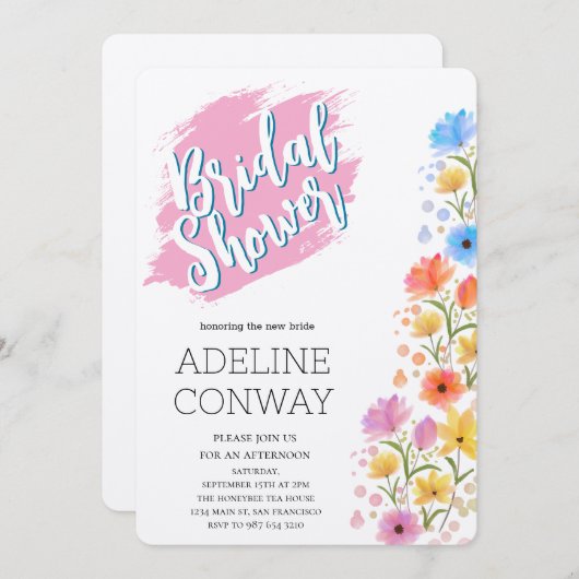 Rustikale Blüten und verborgene Träume Einladung (Vorne/Hinten)