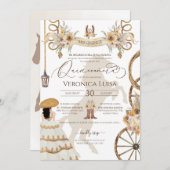 Rustikale Blütenblume Charro Kleid Quinceanera Einladung (Vorne/Hinten)