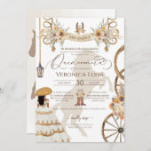Rustikale Blütenblume Charro Kleid Quinceañera Einladung (Vorne/Hinten)