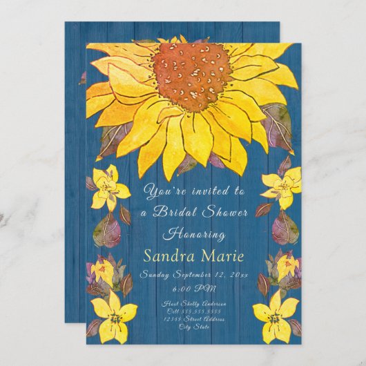 Rustikale Blütenblume Hochzeitsstimmung Brautparty Einladung (Vorne/Hinten)