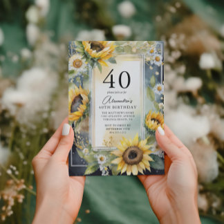 Rustikale Blütenblume Skript 40. Geburtstag Einladung