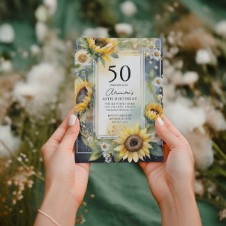 Rustikale Blütenblume Skript 50. Geburtstag Einladung