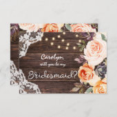Rustikale Blütenblume wirst du meine Brautjungfrau Einladung (Vorne/Hinten)