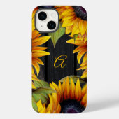 Rustikale Blütenblumen Gelbholz-Monogramm Case-Mate iPhone Hülle (Rückseite)