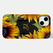 Rustikale Blütenblumen Gelbholz-Monogramm Case-Mate iPhone Hülle (Rückseite (Horizontal))