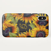 Rustikale Blütenblumen Gelbholz-Monogramm Case-Mate iPhone Hülle (Rückseite (Horizontal))