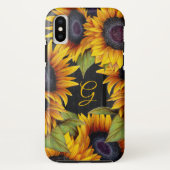 Rustikale Blütenblumen Gelbholz-Monogramm Case-Mate iPhone Hülle (Rückseite)