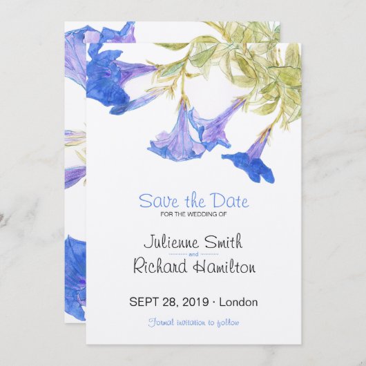 Rustikale Blütenblumen Hochzeiten retten das Datum Save The Date (Vorne/Hinten)