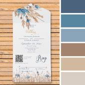 Rustikale Blütenblumen und Weiß QR Code All In One Einladung