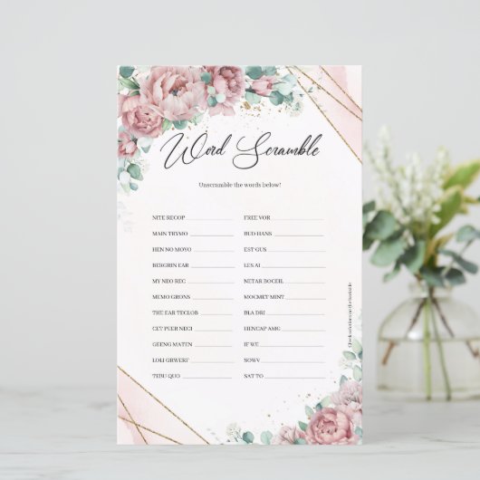 Rustikale Blütenblüte Eukalyptus Gold Word Scrambl (Stehend Vorderseite)