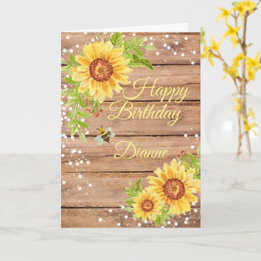 Rustikale Blütenblüte Personalisiert Geburtstag Karte (Gelbe Blume)