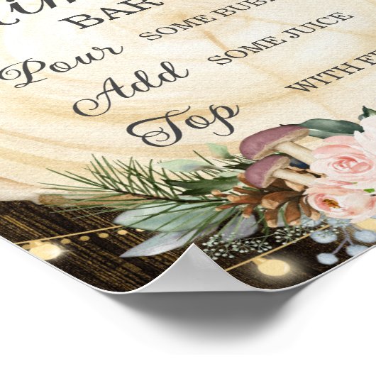 Rustikale Blütenblüte verzauberter Wald Mimosa Bar Poster (Ecke)