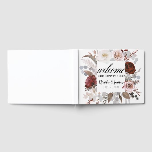 Rustikale Blütenblüten Blush Gray Red Wedding Gästebuch (Voll)