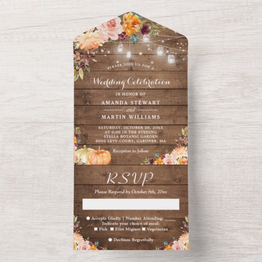 Rustikale Blütenblütenblüte All In One Einladung (Innen Boden)