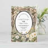 Rustikale Blütenblütenhochzeit Einladung (Stehend Vorderseite)