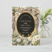 Rustikale Blütenblütenhochzeit Einladung (Stehend Vorderseite)