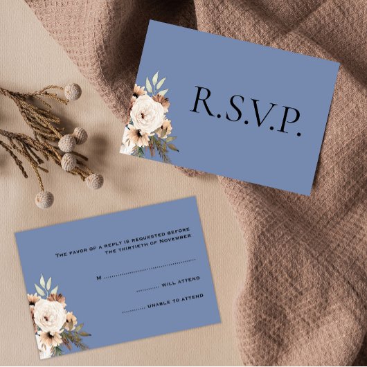 Rustikale Blütenblütenhochzeit RSVP Karte