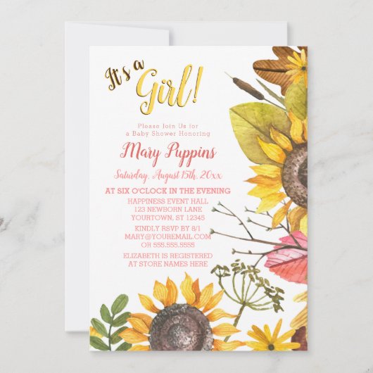 Rustikale Blütendusche Einladung (Vorderseite)