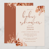 Rustikale Blütendusche Herbst Baby Einladung (Vorne/Hinten)