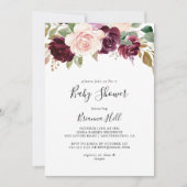 Rustikale Blütendusche und botanische Foliage Baby Einladung (Vorderseite)