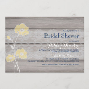 Rustikale Blütendusche und Spitzen-Bridal Einladun Einladung