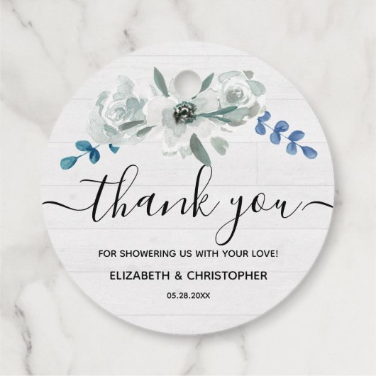 Rustikale Blütendusche Wasserfarben Babydusche Dan Geschenkanhänger (Rückseite)