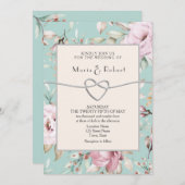 Rustikale Blütenfarbe Rosa Einladung zur Hochzeit (Vorne/Hinten)