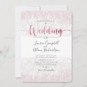 Rustikale Blütenfarbe Rosa Einladung zur Hochzeit (Vorderseite)